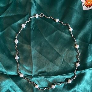 Vintage silver and white beaded necklace